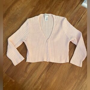 Y2K 90’s Vintage Bebe Moda Pink Cropped Ribbed ¾ Sleeve Sweater L